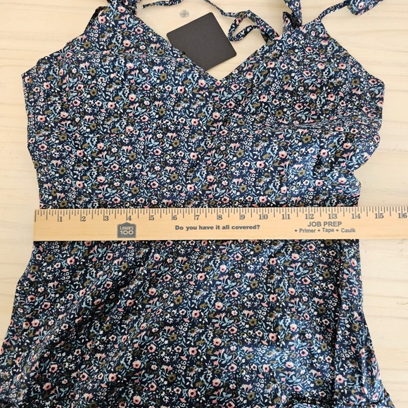 Dress Forum Navy Blue Floral Tiered Ruffle Midi Dress Smocked Back NWT Medium - Picture 14 of 14